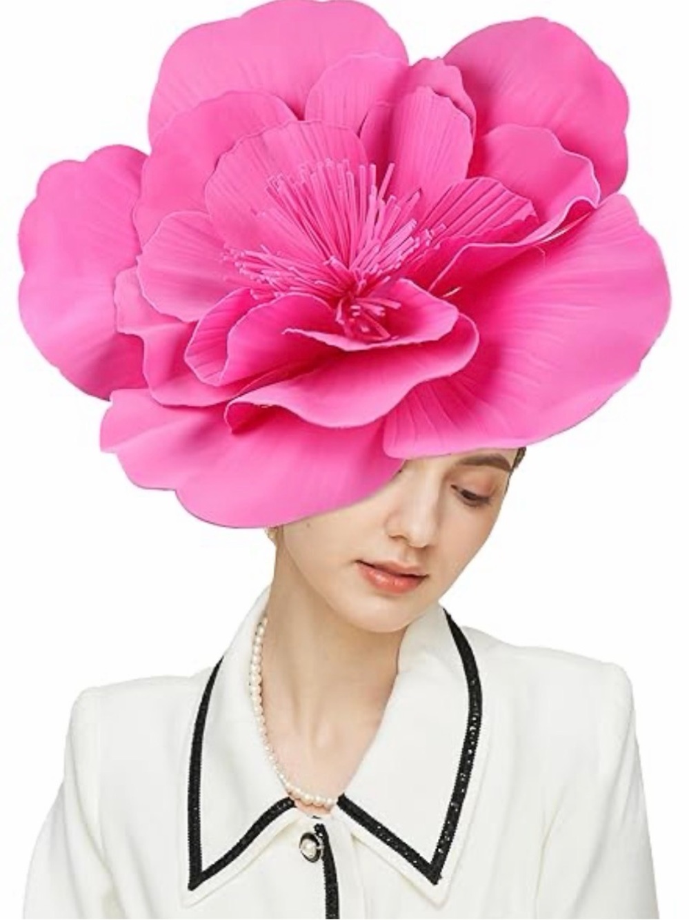 Source Unknown Hot Pink Oversized Floral Fascinator Hat